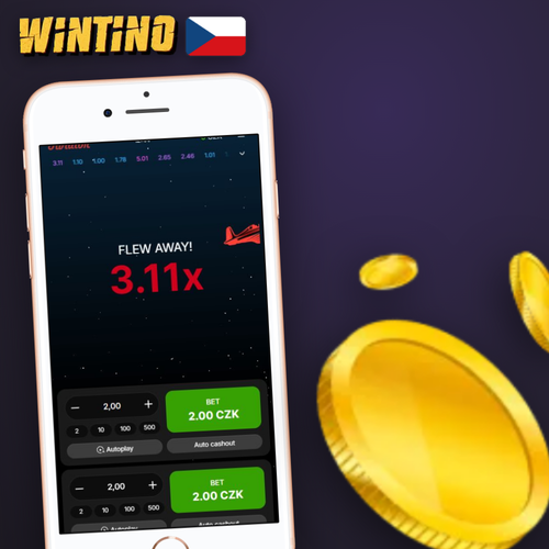 Wintino Aviator demo – stylizované červené letadlo stoupá po grafu multiplikátoru