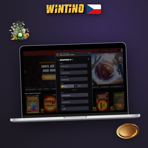 Wintino registrace na notebooku a telefonu — otevřete si účet během pár minut