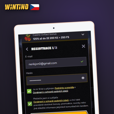Způsoby registrace ve Wintino — e-mailová metoda s potvrzovacím odkazem
